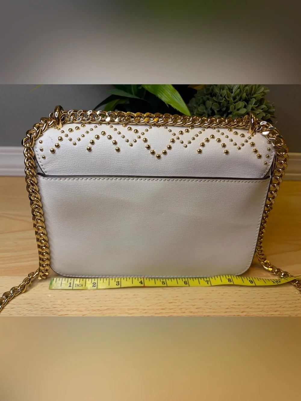 Michael Kors White Istanbul Mott Large Chain Crossbody